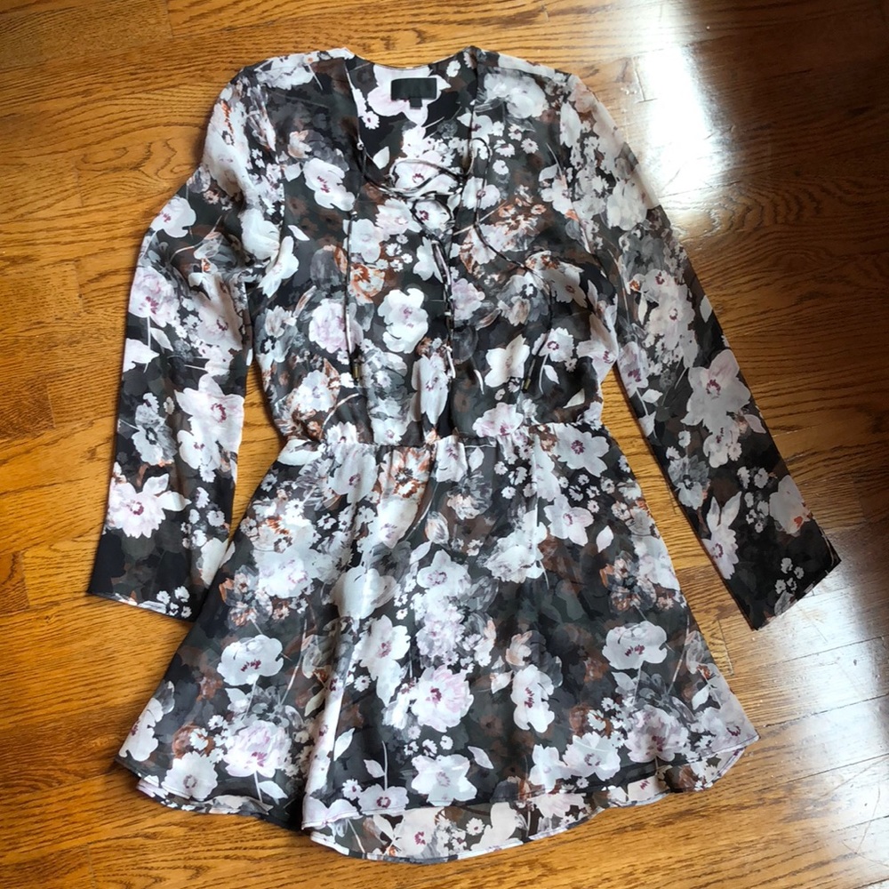 Floral long sleeve mini dress